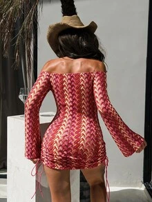 Swim SXY Off-Shoulder Sexy Casual Party Beach Vacation Cover-Up For Women - Baby Pink - View 2