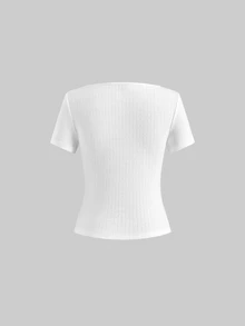 Tseoso Casual Minimalist Sexy 95% Knit Striped Jacquard Short Sleeve T-Shirt, Suitable For Spring And Summer, Spring And Summer Clothing Matching - Apricot - View 9