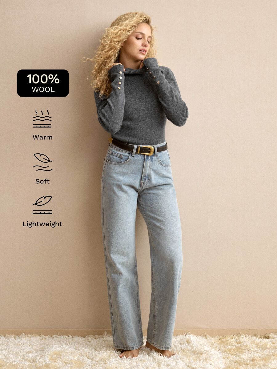 MOTF PREMIUM WOMEN'S HIGH NECK WOOL PULLOVER SWEATER INNER LAYER, AUTUMN/WINTER - Grey - View 1