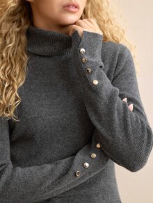 MOTF PREMIUM WOMEN'S HIGH NECK WOOL PULLOVER SWEATER INNER LAYER, AUTUMN/WINTER - Grey - View 2