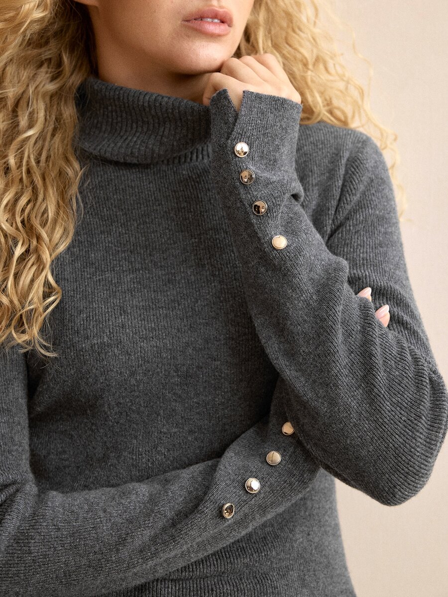 MOTF PREMIUM WOMEN'S HIGH NECK WOOL PULLOVER SWEATER INNER LAYER, AUTUMN/WINTER - Grey - View 2