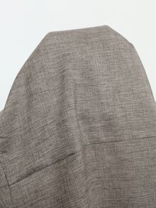 Firerie Slimming Pleated-Waist Shirt / Elegant Plus-Size Long-Sleeve Grey Workwear Top / Button-Front / Blazer-Style Fall - Grey - View 9