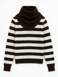 SHEIN Women Draped Cowl Neck Knit Sweater, Autumn Slim Long Sleeve Basic Undershirt - Multicolor - View 7
