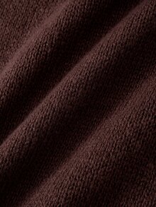 SHEIN LUNE Plus Size Women's Solid Color Long Sleeve Top And Pants Knit Set - Coffee Brown - View 3
