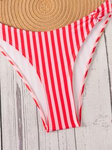SHEIN Swim 女款夏季新款波點撞色印花性感比基尼套裝，適合冬季、外出、生日派對、休閒場合、Y2K風格、西方服飾、夜店派對、海灘使用 - 彩色 - 查看 3