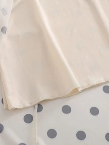 SHEIN 優雅時尚法式女款深V領長袖黑白波點長洋裝，春夏秋冬皆宜，畢業禮服、沙灘洋裝、優雅派對約會度假度假穿搭洋裝 - 黑與白 - 查看 7