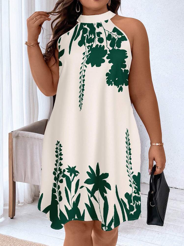 SHEIN Clasi Plus Size Floral Print Casual Loose Short Dress, Suitable For Summer Suitable For Going Out Chic Dress - Multicolor - View 2