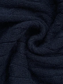 Easowa Curve Plus Size Minimalist Plaid Patchwork 2 In 1 Pullover Sweater - Navy Blue - View 7