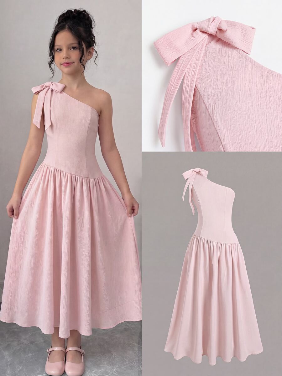 SHEIN Tween Girls Dresses,Dusty Pink Summer Elegant Wedding Pink Casual ...