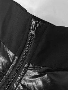 Manfinity CasualCool 萬聖節、聖誕節、新年禮物，男士加厚外套，時尚毛絨 - 黑色 - 查看 5