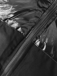 Manfinity CasualCool 萬聖節、聖誕節、新年禮物，男士加厚外套，時尚毛絨 - 黑色 - 查看 6