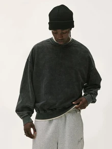 Baseblock Men's Long Sleeve Sweatshirt With Back Letter Print - Black - View 6