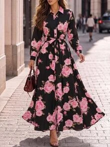 Editum Women's Floral Print Casual Party Midi Dress - Multicolor - View 1