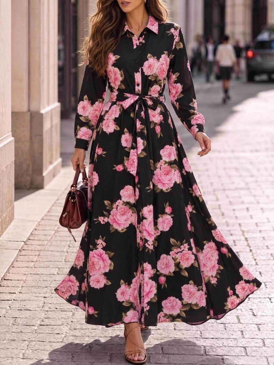 Editum Women's Floral Print Casual Party Midi Dress - Multicolor - View 1