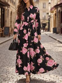 Editum Women's Floral Print Casual Party Midi Dress - Multicolor - View 6