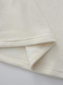 SHEIN Tween Girls Autumn/Winter Thick Warm Casual Basic Daily Wear School Layering High Neck Ribbed Fleece Fabric Solid Color Long School Off-White - White - View 4
