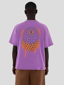 FORM&CHAOS Men's Summer Purple Short Sleeve Graphic Casual Streetwear Loose Fit T-Shirt Tops - Purple - View 2