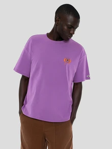 FORM&CHAOS Men's Summer Purple Short Sleeve Graphic Casual Streetwear Loose Fit T-Shirt Tops - Purple - View 4