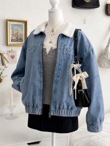 Lalippa Women's Colorblock Casual Versatile Daily Outing Long Sleeve Jacket - Blue - View 5