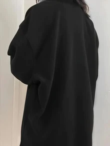 INAWLY Women's Black Color Block Zipper Closure Half Placket Sweatshirt,Long Sleeve Autumn Streetwear School Back-To-School Pullover Fall Graduation Tops - Multicolor - View 2
