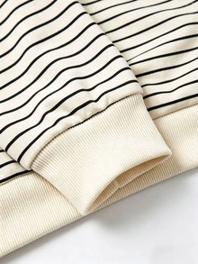 Lalippa Sweatshirt Lengan Panjang Kasual Wanita Motif Garis-Garis Patchwork Berbahan Lembut untuk Sehari-hari - MultiWarna - View 4