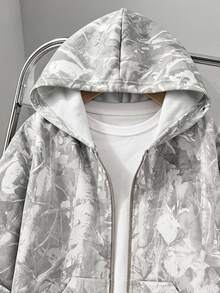 SHEIN Coolqubz 青少年男孩連帽街頭風 Y2K 字母印花運動衫，萬聖節主題，秋季款 - 灰色 - 查看 3