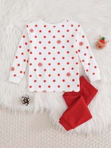 Cozy Pixies 女嬰針織鹿圖案聖誕裝飾卡通修身居家服上衣與長褲2件套，適合秋冬、室內、拍照、派對（本產品需 UV 光照射可發光） - 彩色 - 查看 5
