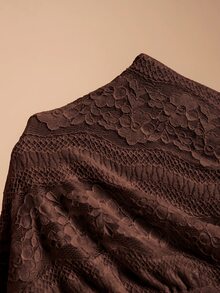 MaterniChic Maternity Lace Patchwork Off-Shoulder Casual Party Dress Fall - Brown - View 8
