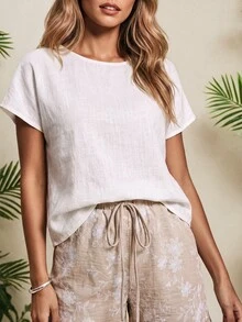 Vaclyn Women's Casual Vacation Fashion Jacquard Drawstring Waist Pocket Shorts Vacation Beach Beige Summer - Khaki - View 5