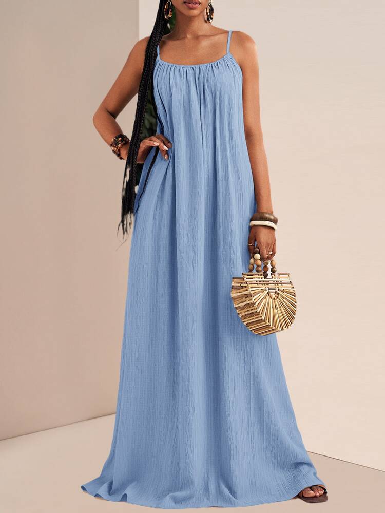 Zivah Plus Size Casual Solid Color Sleeveless Dress, Summer,Sundress,Summer Dresses For Women - Blue - View 6