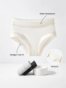 LUVLETTE 3-Pack Cotton High Waist Briefs Women Underwear Panties Set-Off White - Multicolor - View 3