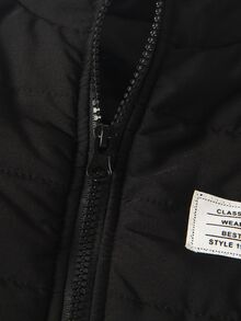 SHEIN 男嬰冬季休閒時尚輕量無袖保暖內裡填充外套 - 黑色 - 查看 5