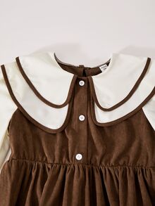 SHEIN Tween Girl Long Sleeve Homecoming Dress Halloween Outfit Fall Style US Fall Style - Brown - View 7