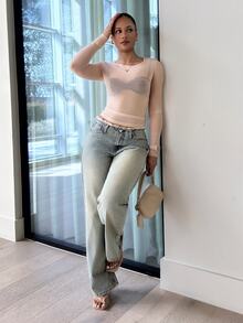 leahseptember 女士杏色薄纱网眼吊带背心 - 杏色 - 查看 5