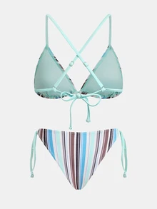 Maija 女款夏季海灘條紋性感比基尼三角內褲兩件式泳衣套裝 - 彩色 - 查看 7