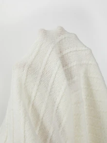 SHEIN New Spring Fall Minimal Diagonal Stitch Knit Cardigan Women V Neck Front Button Long Sleeve Cropped - White - View 5