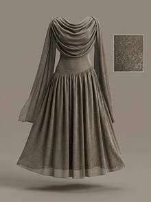 SHEIN CURVE+ Women's Plus Size Dress 22W, Autumn/Winter Party Solid Color Shiny Satin Elegant Dress Fall - Multicolor - View 3