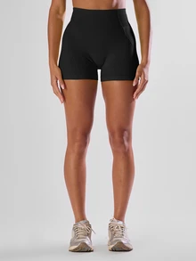 Musera Sport High Waist Mini Shorts Active Comfy Workout Gym Running Run Club, Padel, Tennis, Pickleball Gym Fitness Winter - Black - View 2