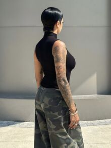 Alicia Augustina 女士高领修身吊带背心 Y2k 背心 - 黑色 - 查看 2
