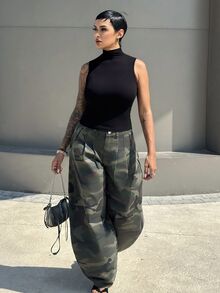 Alicia Augustina 女士高领修身吊带背心 Y2k 背心 - 黑色 - 查看 1