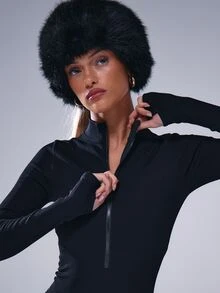 Musera Sport High Neck Zip Up Front Unitard Sports Jumpsuit,Padel, Tennis, Pickleball Gym Fitness Daily Casual - Black - View 5
