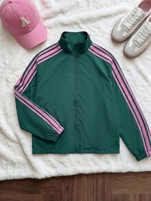 Comfortcana Plus Size Women's Casual Soft Sporty Webbing Zipper Placket Jacket And Pants 2 Pieces Set Autumn Gym Work Office Dark Green Fall - Green - View 5