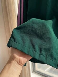 Comfortcana Plus Size Women's Casual Soft Sporty Webbing Zipper Placket Jacket And Pants 2 Pieces Set Autumn Gym Work Office Dark Green Fall - Green - View 6