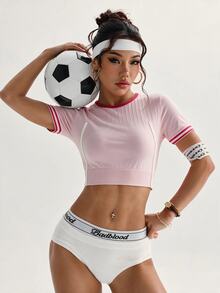 Sovereign Charm Women's Colorblock Casual Versatile Daily Travel Sports T-Shirt - Pink - View 9
