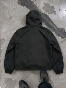 Manfinity Dauomo Men's Colorblock Zipper Dual Pocket Casual Versatile Hooded Windbreaker - Black - View 2