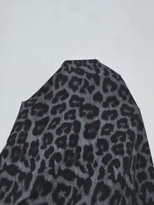 SHEIN LUNE 大尺碼秋季時尚豹紋襯衫，棕色休閒風，適合秋季正式場合與約會之夜，1960年代風格 - 深灰色 - 查看 9
