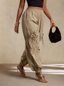 BamGleam Women's Solid Color Casual Versatile Everyday Long Pants - Khaki - View 9