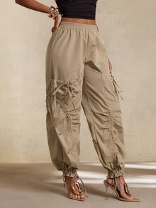 BamGleam Women's Solid Color Casual Versatile Everyday Long Pants - Khaki - View 6