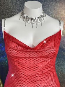 Bare Chapter 女款性感亮片網紗兩件式夜店風睡衣套裝 - 紅色 - 查看 11