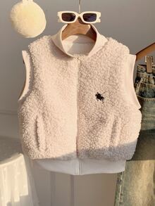 Comfortcana Women's Knight Pattern Zipper Casual Versatile Winter Cotton Padded Vest - Apricot - View 7
